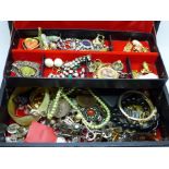 A jewellery box and costume jewellery