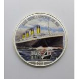 A RMS Titanic commemorative USA 1oz. fine silver one dollar coin, 2005