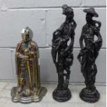 A fireside companion and two oriental figures **PLEASE NOTE THIS LOT IS NOT ELIGIBLE FOR POSTING AND
