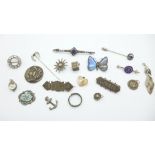 A collection of mainly silver jewellery, a/f