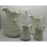 Four Portmeirion Parian jugs