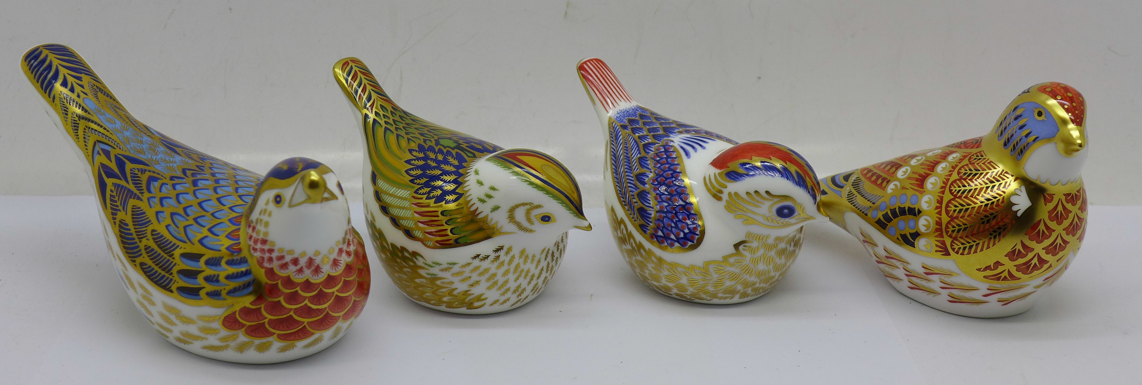 Four Royal Crown Derby paperweights, 'Linnet' designed by Tien Manh Dinh and modelled by Mark - Image 2 of 5