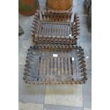 Two cast iron fire grates