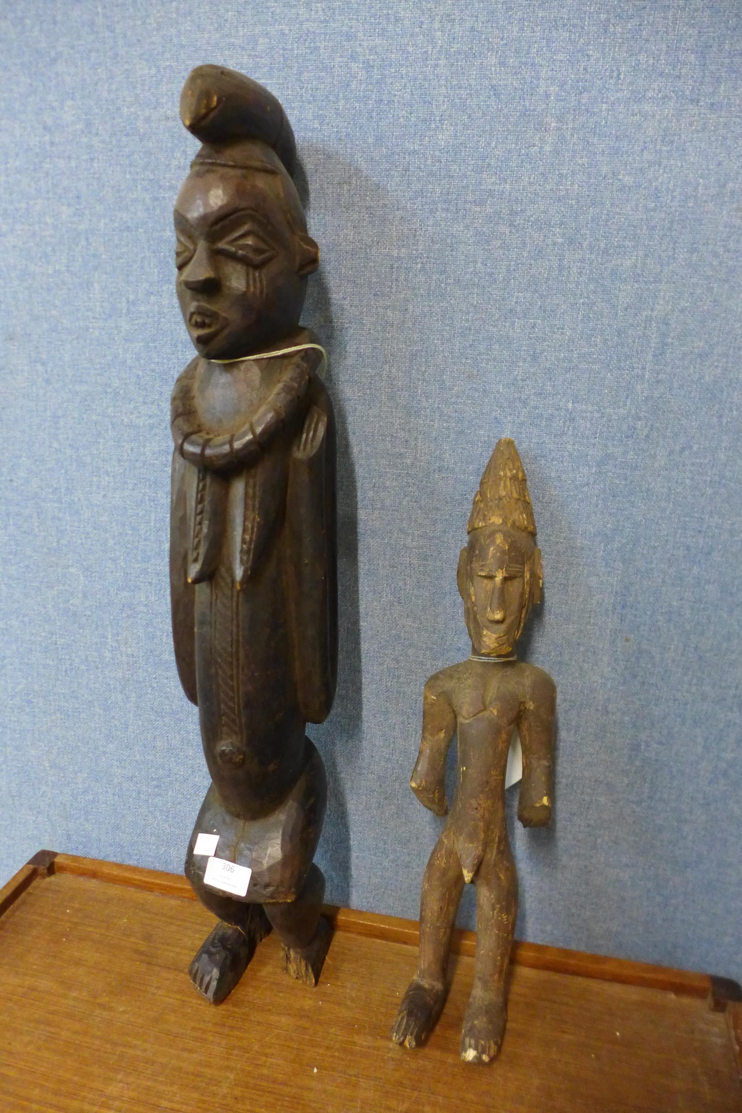 Two carved wood African tribal figures