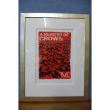 A Woop Studio limited edition print, A Murder of Crows, no. 5/150, framed