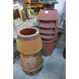 Two terracotta chimney pots