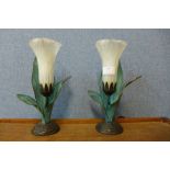 Two tulip shaped table lamps