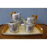 A Picquot ware four piece tea and coffee set with tray