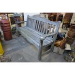 A teak garden bench