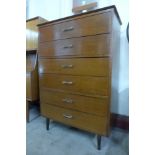 An oak chest of drawers