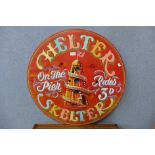 A painted Helter Skelter fairground sign