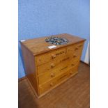 An oak table top chest, bearing J & P Coats inscription