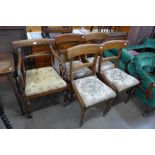 A set of five Victorian mahogany dining chairs