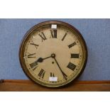 A Victorian mahogany circular wall clock, a/f