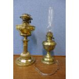 Two brass oil lamps