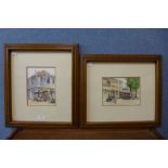 Ngo Thye Aun, pair of Singapore street scenes, watercolour, framed