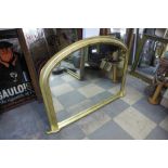 A gilt framed overmantel mirror