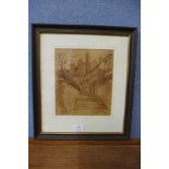 G.W.L. Parsons, St. Peter's Church, Nottingham, watercolour, framed