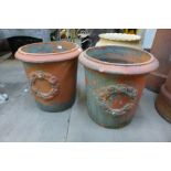 A pair of terracotta planters