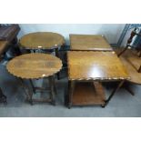 Four oak barleytwist occasional tables