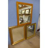 Two gilt framed mirrors and anotehr