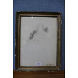Attributed to John Pettie, R.A., pencil sketch of a gentleman, 33 x 24cms, framed