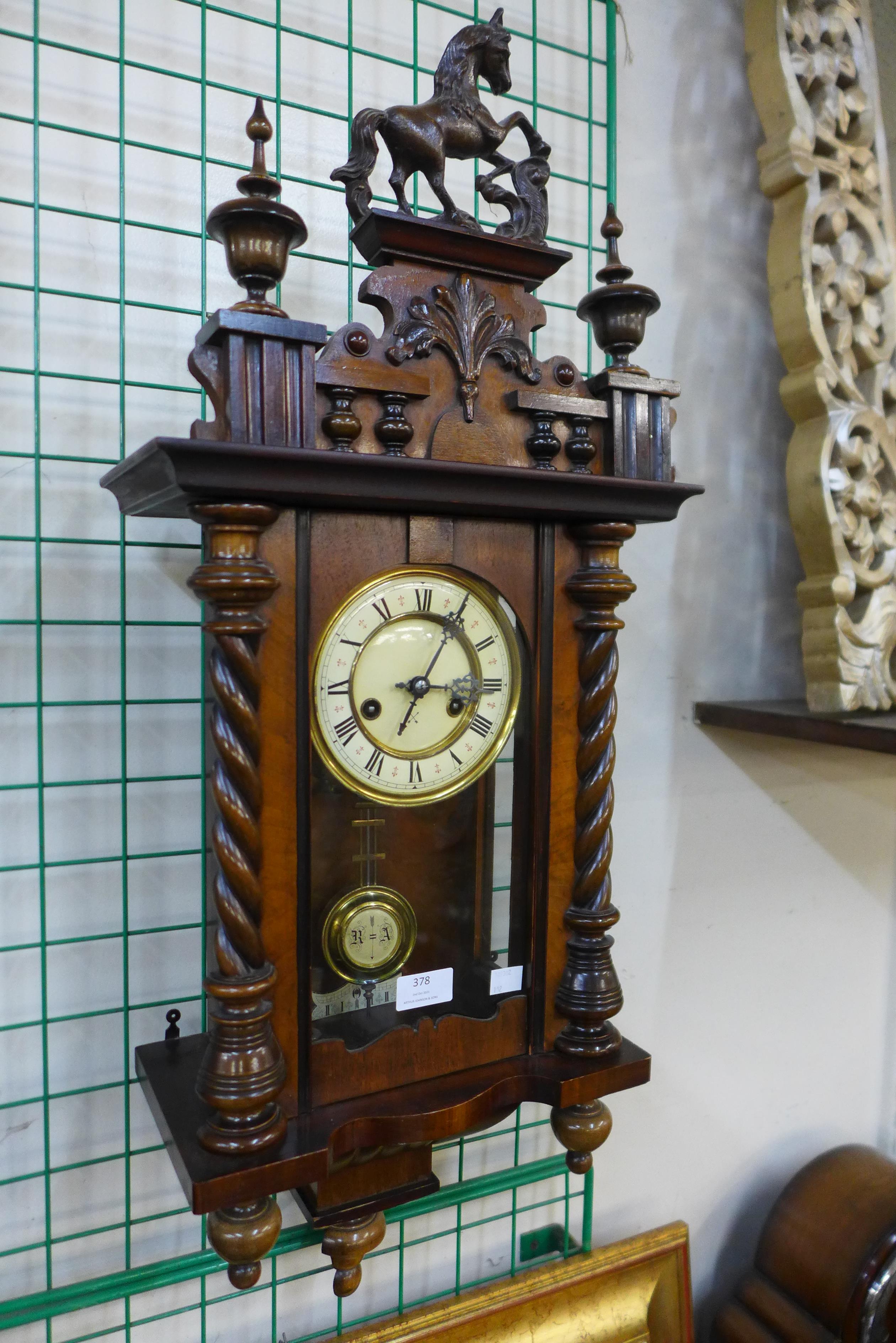 A 19th Century walnut Vienna wall clock