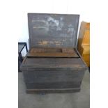 A large Victorian fitted pine tool chest and tools