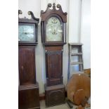 A 19th Century oak and mahogany 8 day longcase clock