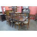 An early Victorian mahogany extending dining table, a/f a set of Harlequin Victorian dining chairs