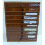 A small set of watchmaker's drawers