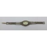 A silver and marcasite wristwatch