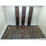 Ten copper Edwardian door touch plates