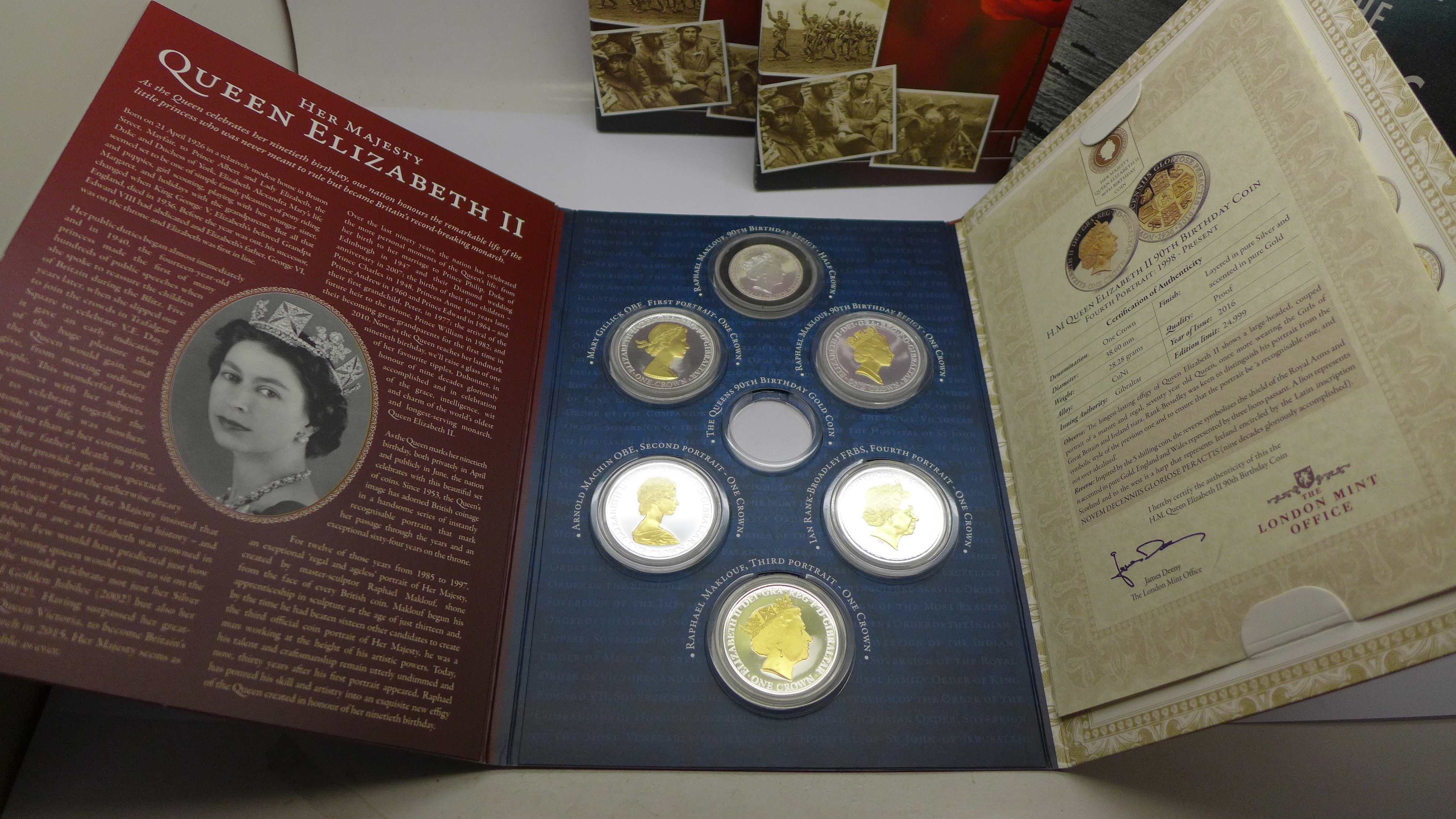 A collection of commemorative coins including one silver 1973 Royal wedding coins, (folders not - Image 5 of 8