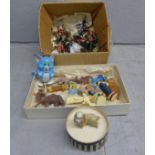 A box of lead soldiers and vintage Christmas nativity scene figures **PLEASE NOTE THIS LOT IS NOT
