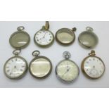 Pocket watches, cases and a Smiths stop watch, a/f