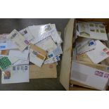 Stamps; large box of first day covers and commercial mail