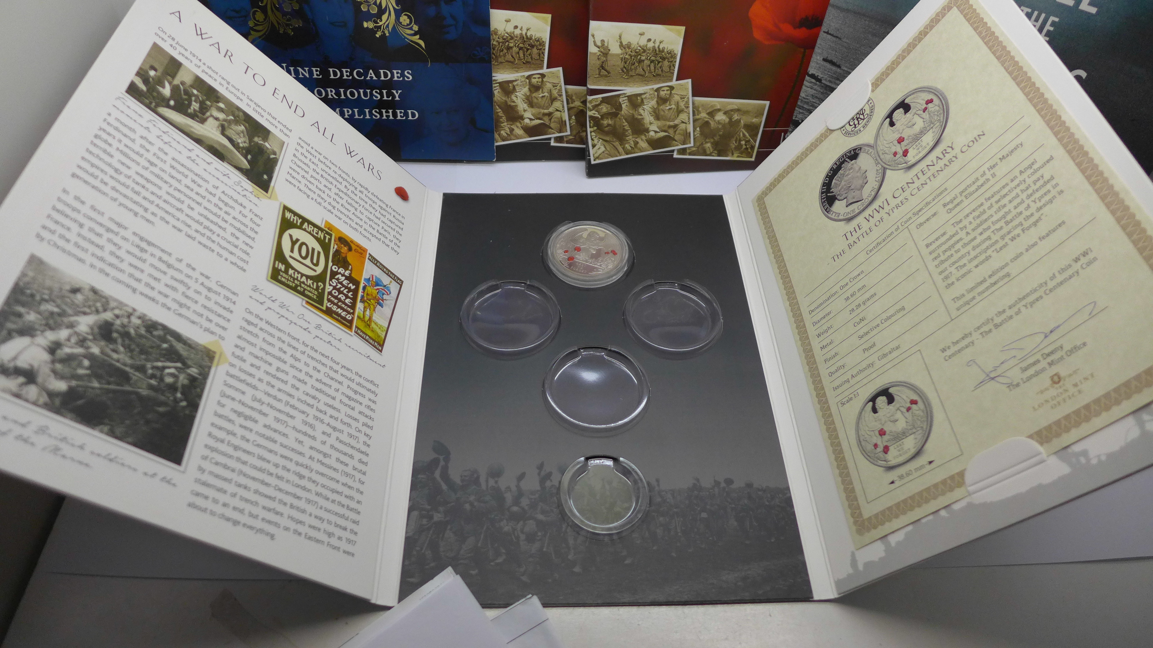 A collection of commemorative coins including one silver 1973 Royal wedding coins, (folders not - Image 4 of 8