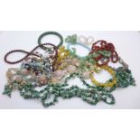 Gemstone jewellery including jade, aventurine, quartz, etc.