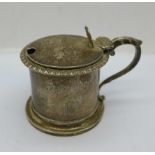 A Victorian silver mustard, London 1855, with liner, 125g