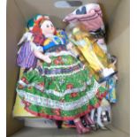 A collection of costume dolls and a Pelham puppet, boxed **PLEASE NOTE THIS LOT IS NOT ELIGIBLE