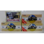 Three boxed Corgi Classics model vehicles, 97840, 97318 and 97367 and a Corgi Strathblair 97765, all