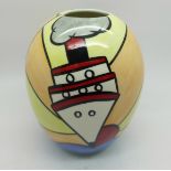 A Lorna Bailey vase in the 'Cruise' design, Lorna Bailey signature on the base, 16cm