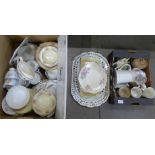 A large collection of china including a Grafton tea service, a novelty breakfast cruet and