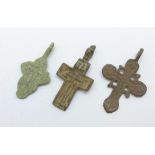 Three bronze Viking crosses