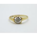 An 18ct gold and diamond ring, 2.1g, N