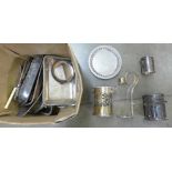 A box of plated entree dishes, tray, etc. **PLEASE NOTE THIS LOT IS NOT ELIGIBLE FOR POSTING AND