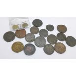 A collection of Georgian coins and tokens including 1792 London & Middlesex half-penny token, a