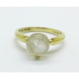 A 9ct gold ring, set with a replacement moonstone, 2.1g, K, (the shank marked CZ)