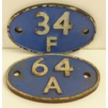 Two railway signs - 64A and 34F